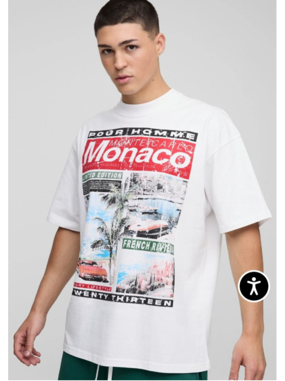 Men's boohooMAN Monaco Graphic Tee S White Red